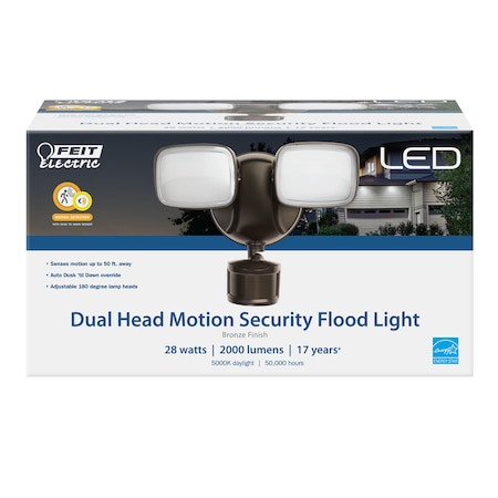 Feit Electric Feit LED Motion-Sensing Hardwired LED Bronze Security Floodlight S9DFL/850/MOTBZ